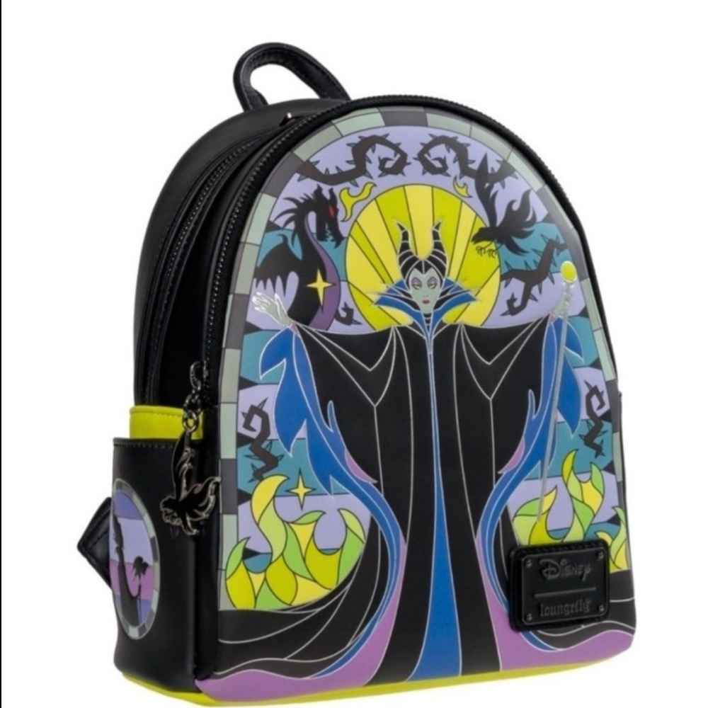 Loungefly Limited Edition Stained Glass Maleficent EE Exclusive Backpack - Picture 3 of 6